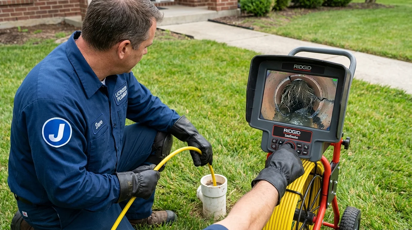 Sewer camera inspection being performed by Johns Plumbing LLC in Baker
